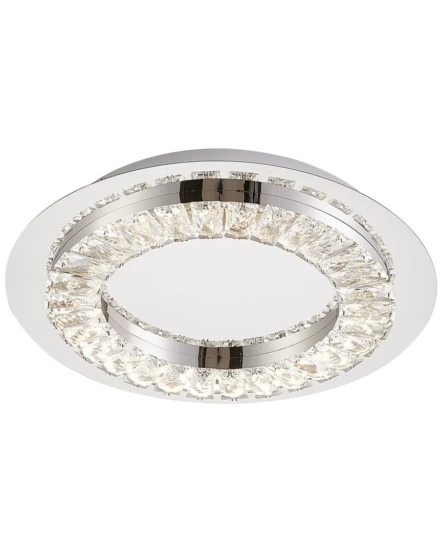 LED Flush Mount Light with Crystal Accent - Chrome