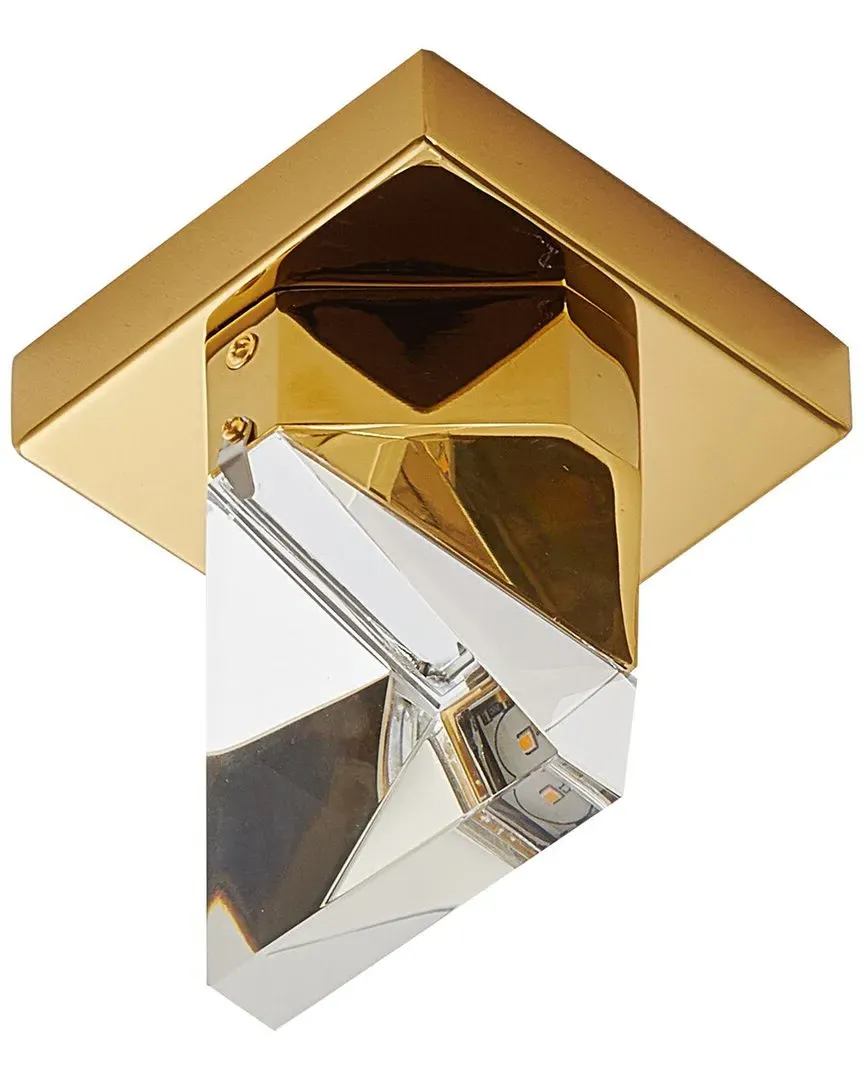 LED Flush Mount Light with Triangular Crystal - Brass image