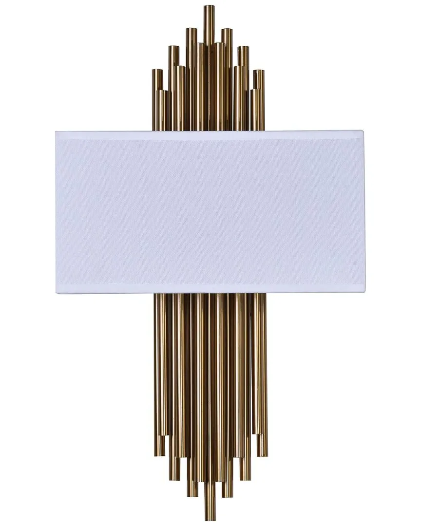 Metal Wall Sconce with Fabric Shade - Gold image