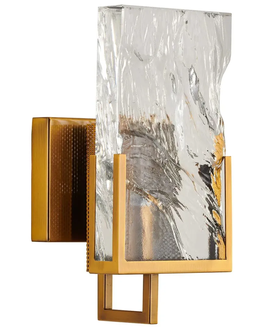 Metal Wall Sconce with Glass Plaque - Gold image