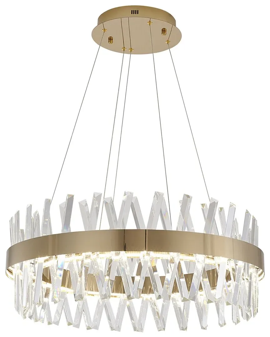 Round LED Chandelier with Crystals - Gold, Metal