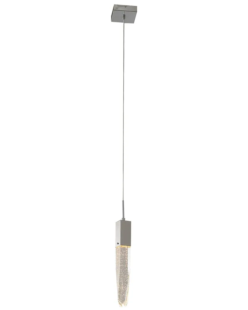 Single Iceberg Crystal Pendant Light - Chrome, Metal