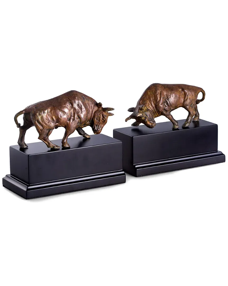 Bey-Berk Double Bull Bookends - Black, Brass image