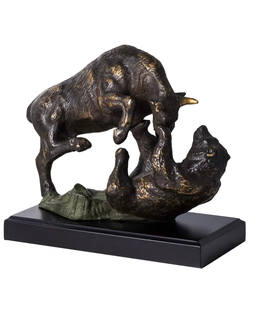 Bull & Bear Fight Sculpture - Bronze image
