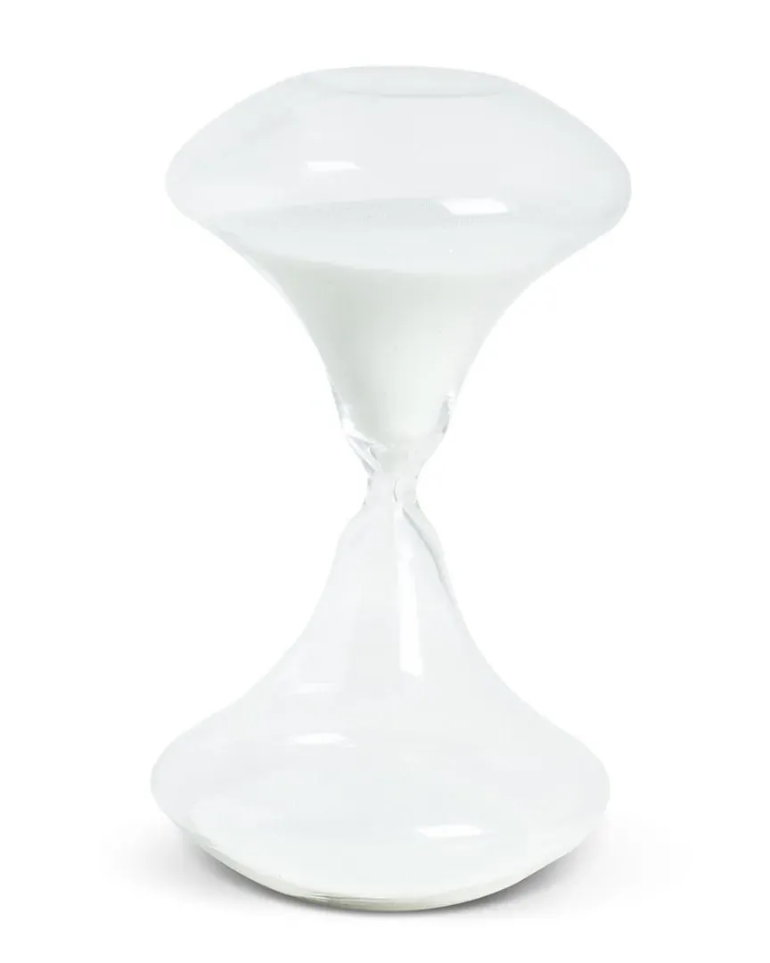 Hand Blown 45 Minute Sand Timer - White, Glass