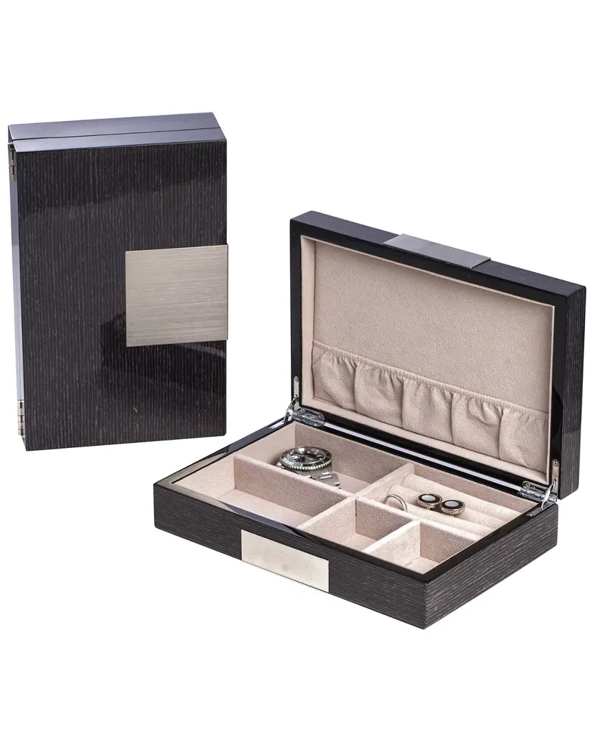 Lacquered Steel Valet Box - Gray, Wood image