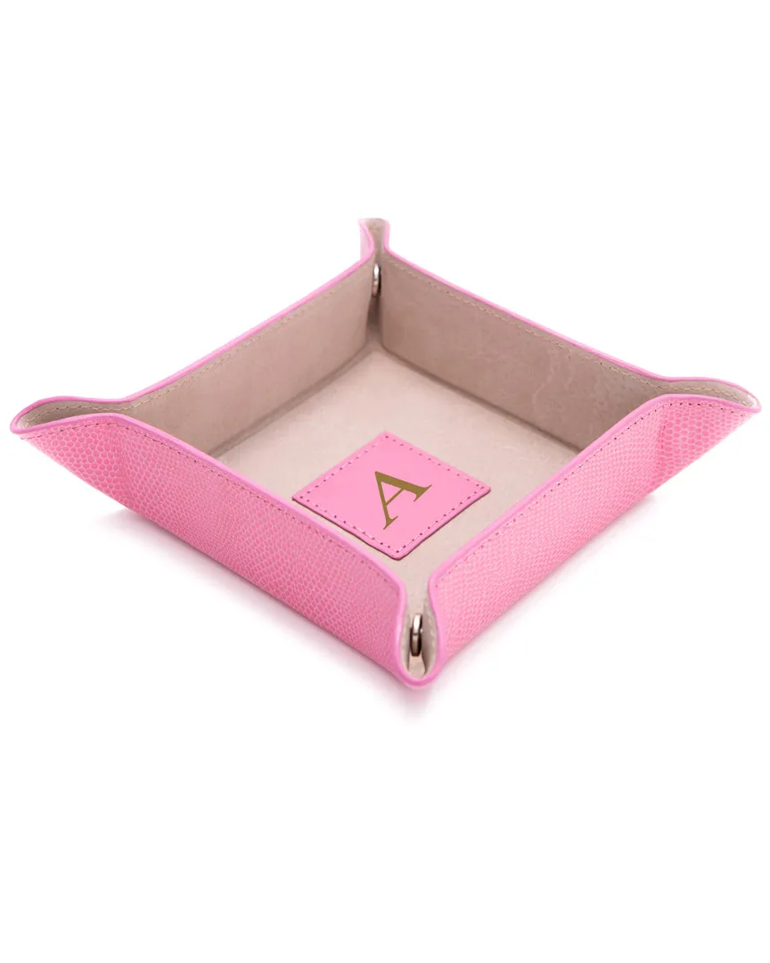 Monogrammed Leather Valet with Snap Closure - Pink