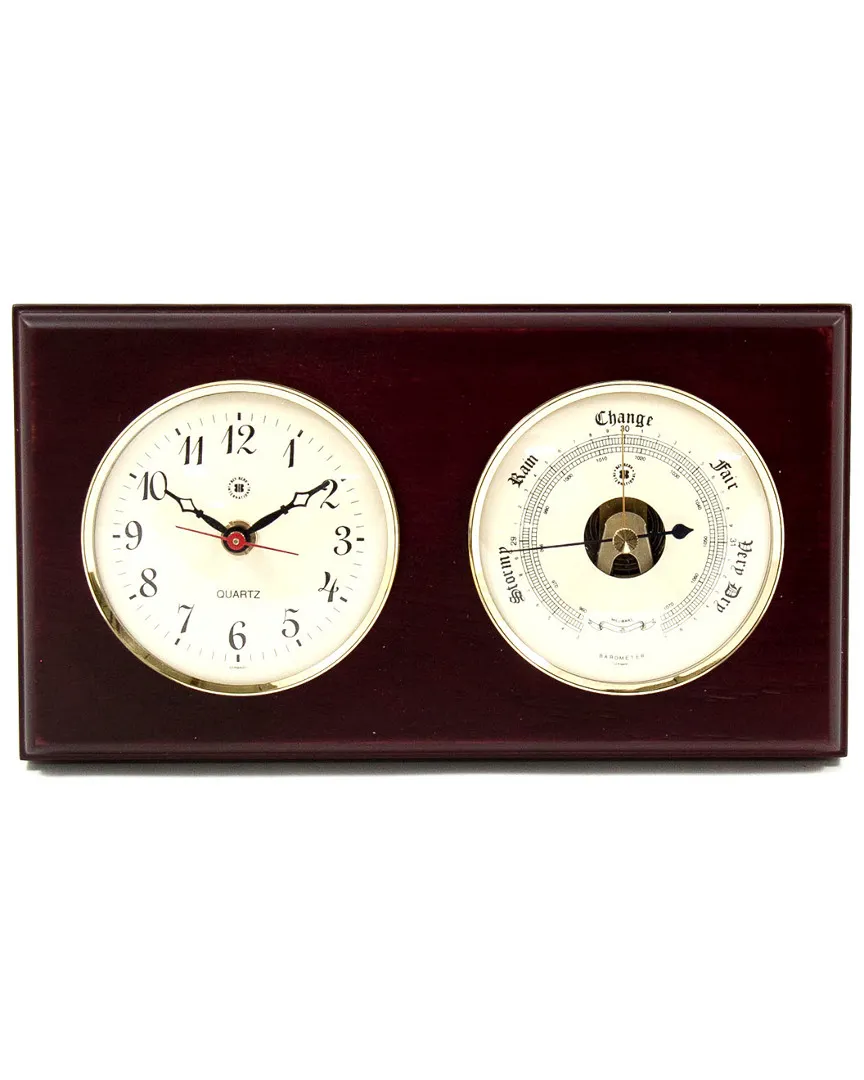 Quartz Clock and Barometer Set - Mahogany image
