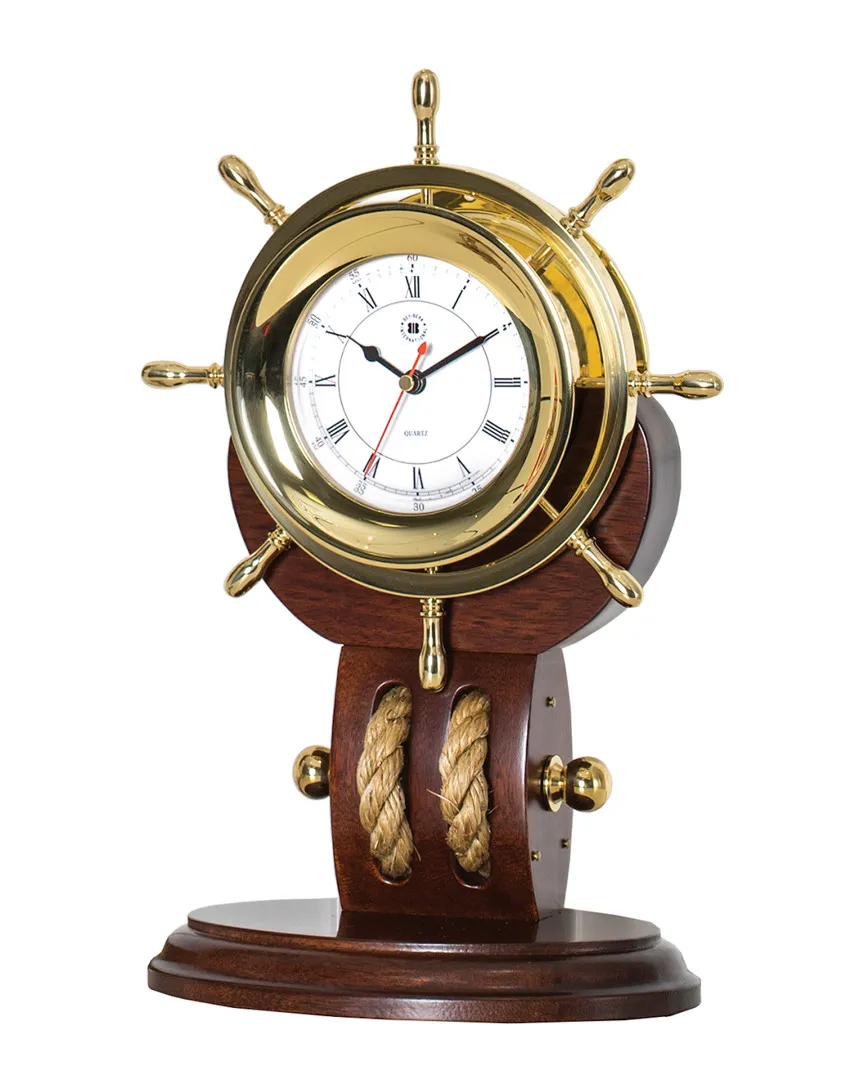 Ships Wheel Quartz Clock - Gold, Brass image