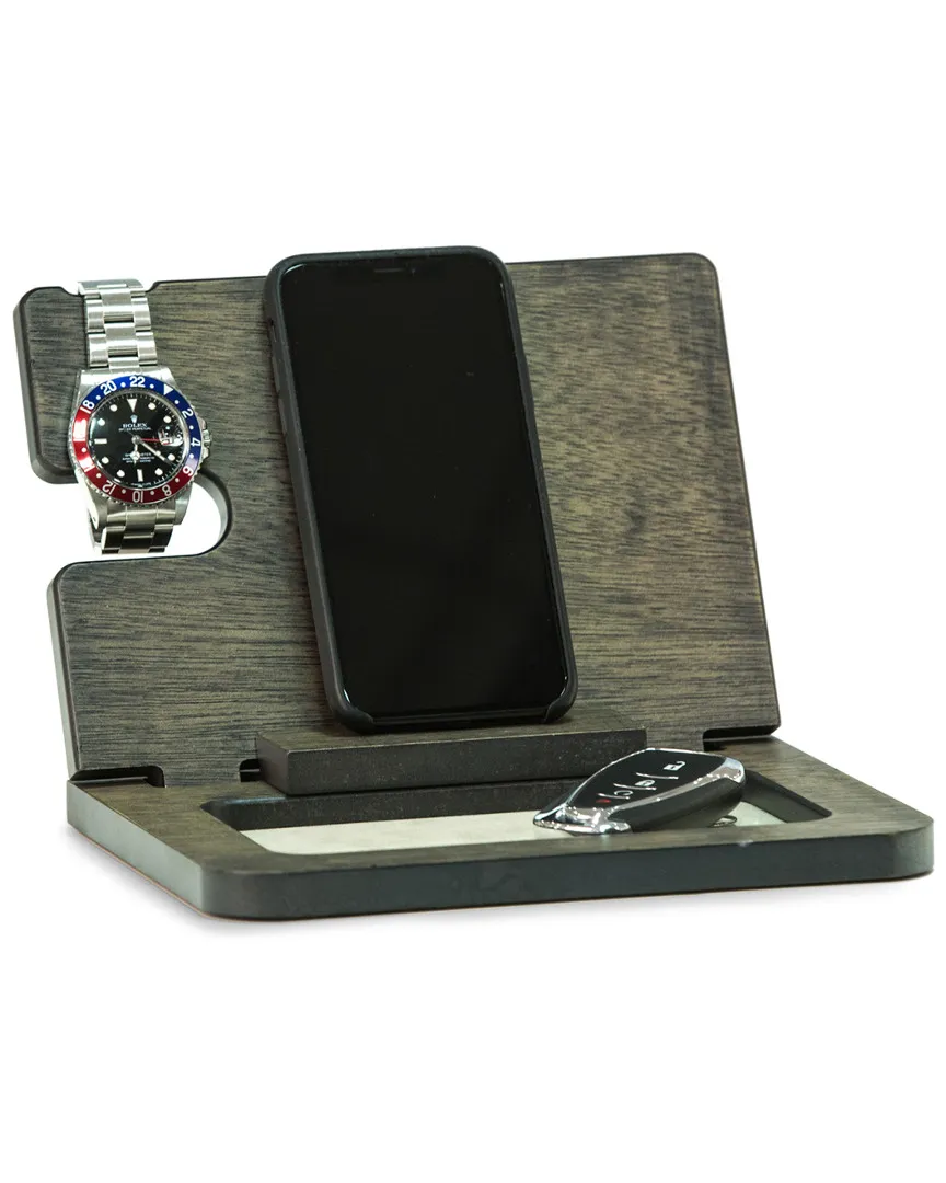 Wooden Valet & Phone Charging Station - Grey image