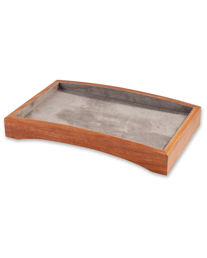 Wooden Valet Tray with Felt-Lined Interior - Grey