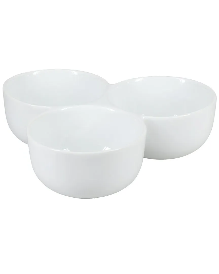 3-Section Joined Bowls - White, Porcelain image