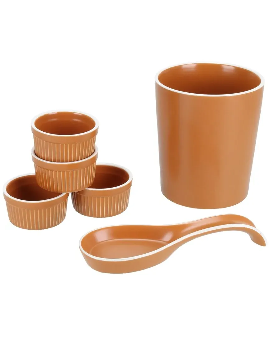 6pc Terracotta Countertop Set - Terracotta, Stoneware image