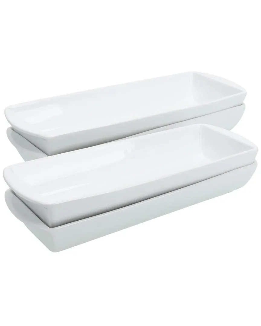 Amar 4-Piece Rectangular Serving Bowl Set - White image