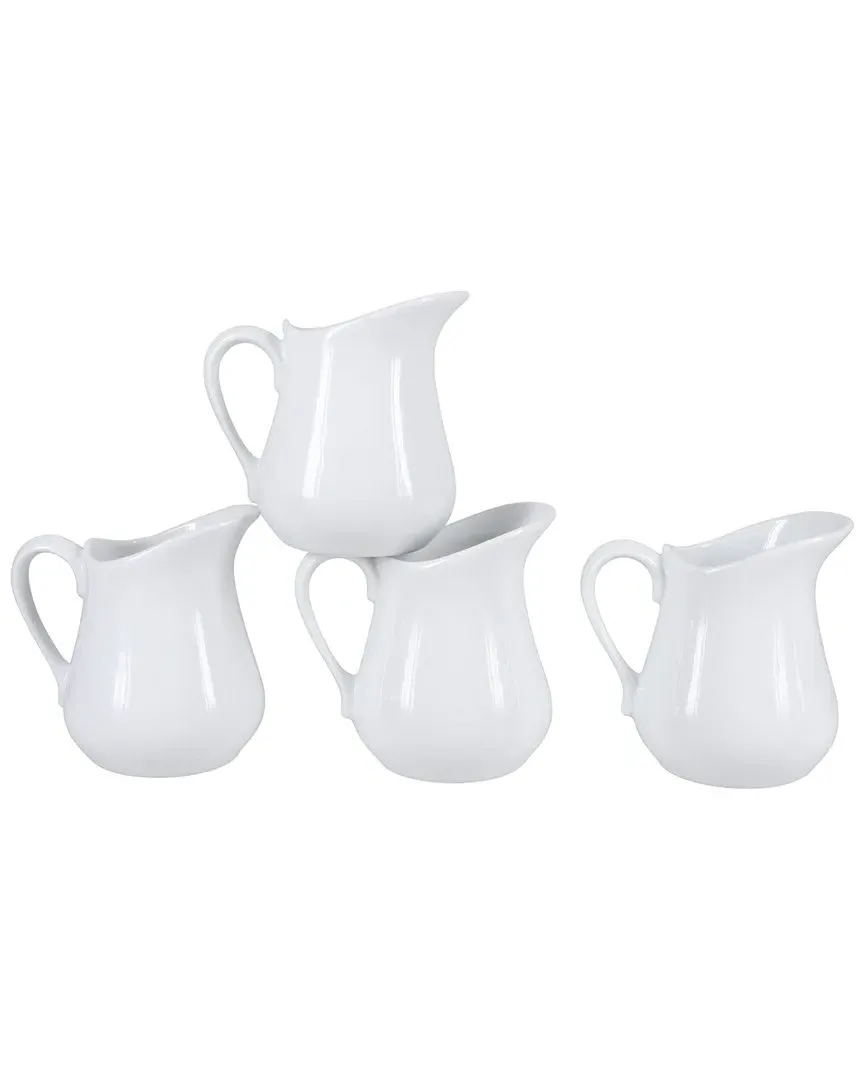 Set of Four 8oz Pitchers - White, Porcelain