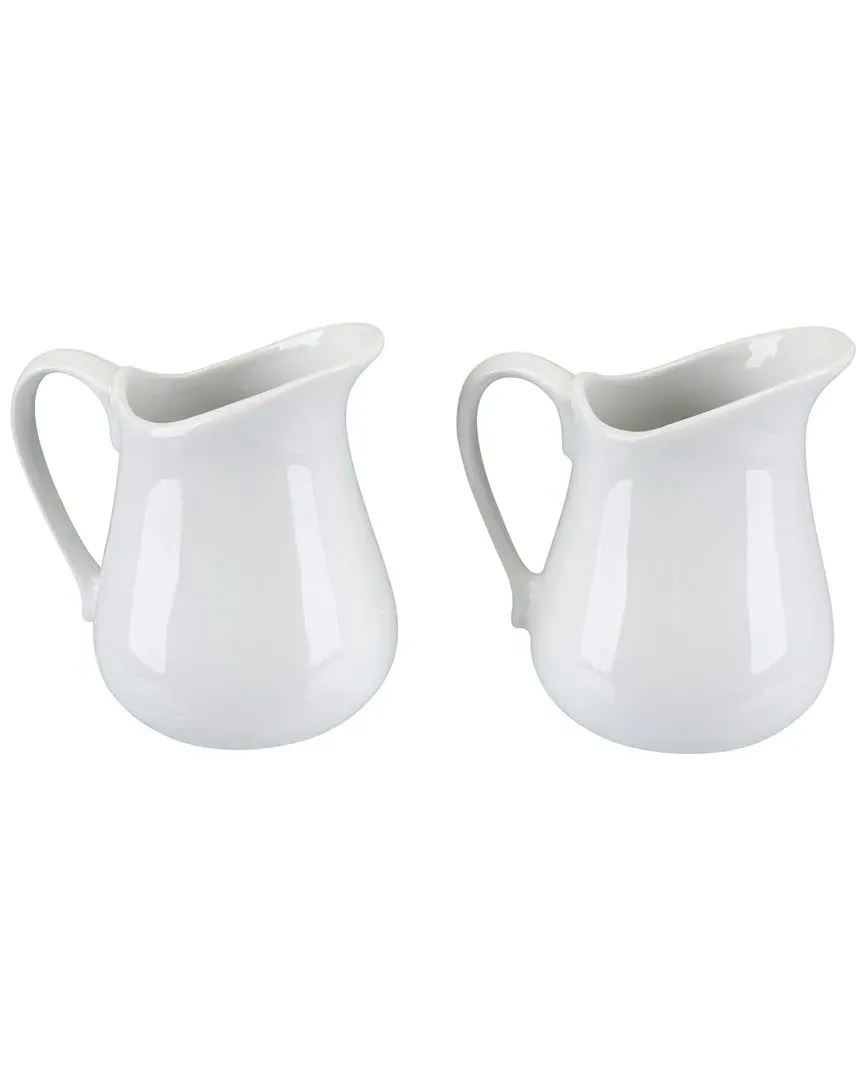 Set of Two 16oz Pitchers - White, Porcelain image