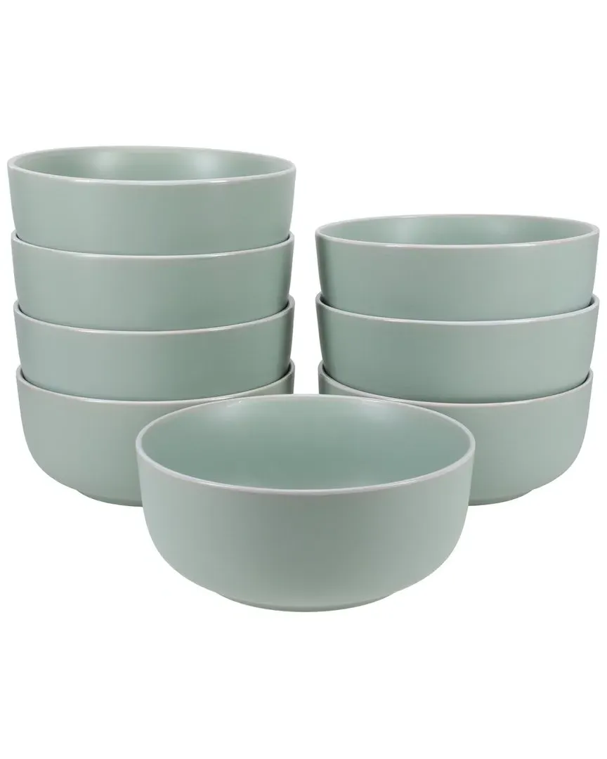 Tempo 8-Piece Cereal Bowl Set - Sage, Stoneware