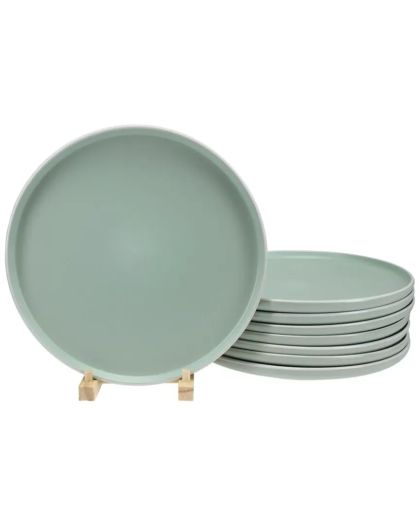 Tempo 8-Piece Dinner Plate Set - Sage, Stoneware