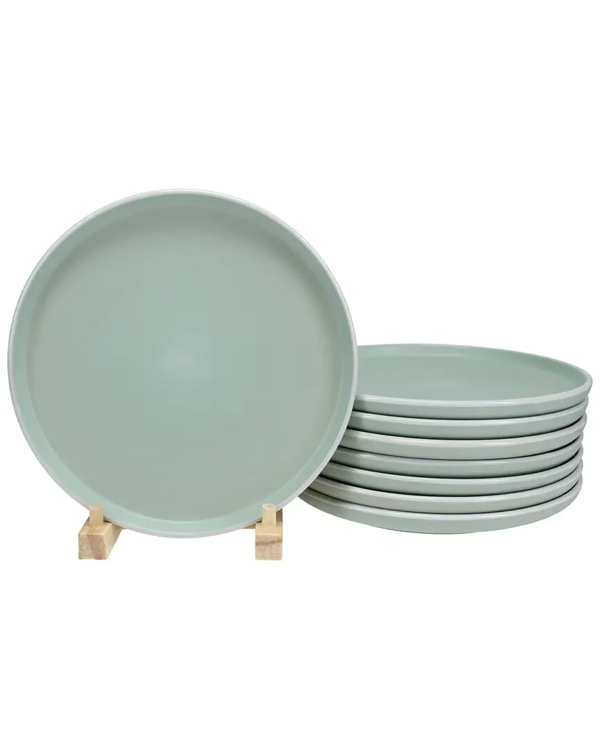 Tempo 8-Piece Salad Plate Set - Sage, Stoneware