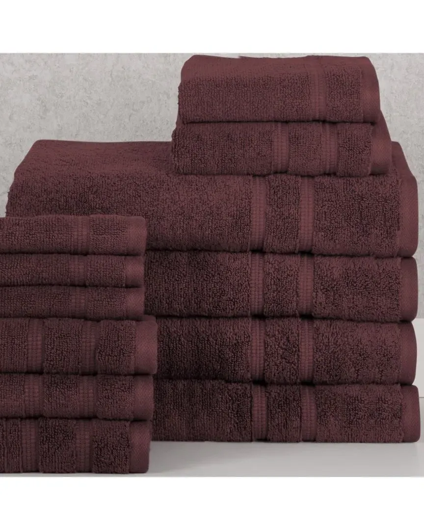12-Piece Zero Twist Towel Set - Chocolate, Egyptian Cotton image