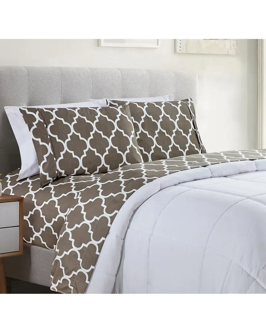 1800 Thread Count 4pc Egyptian Sheet Set - Grey Trellis