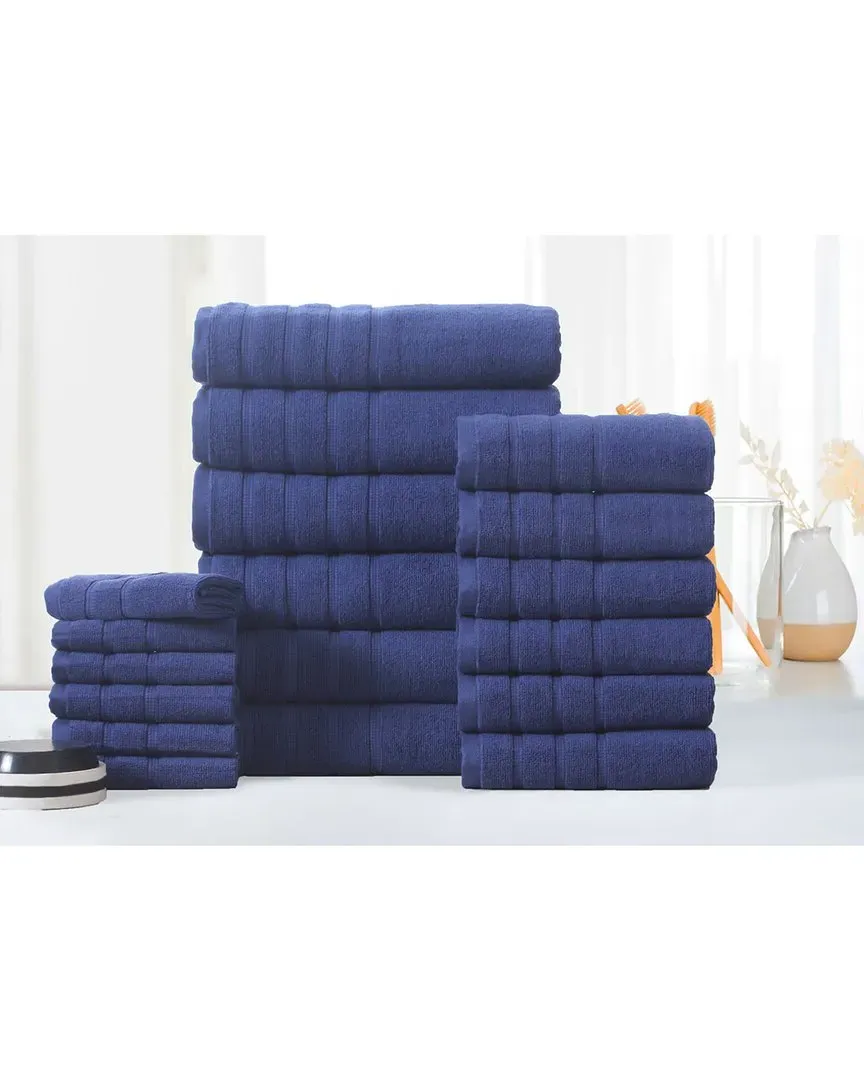 18pc Zero Twist Towel Set - Dark Blue, Egyptian Cotton
