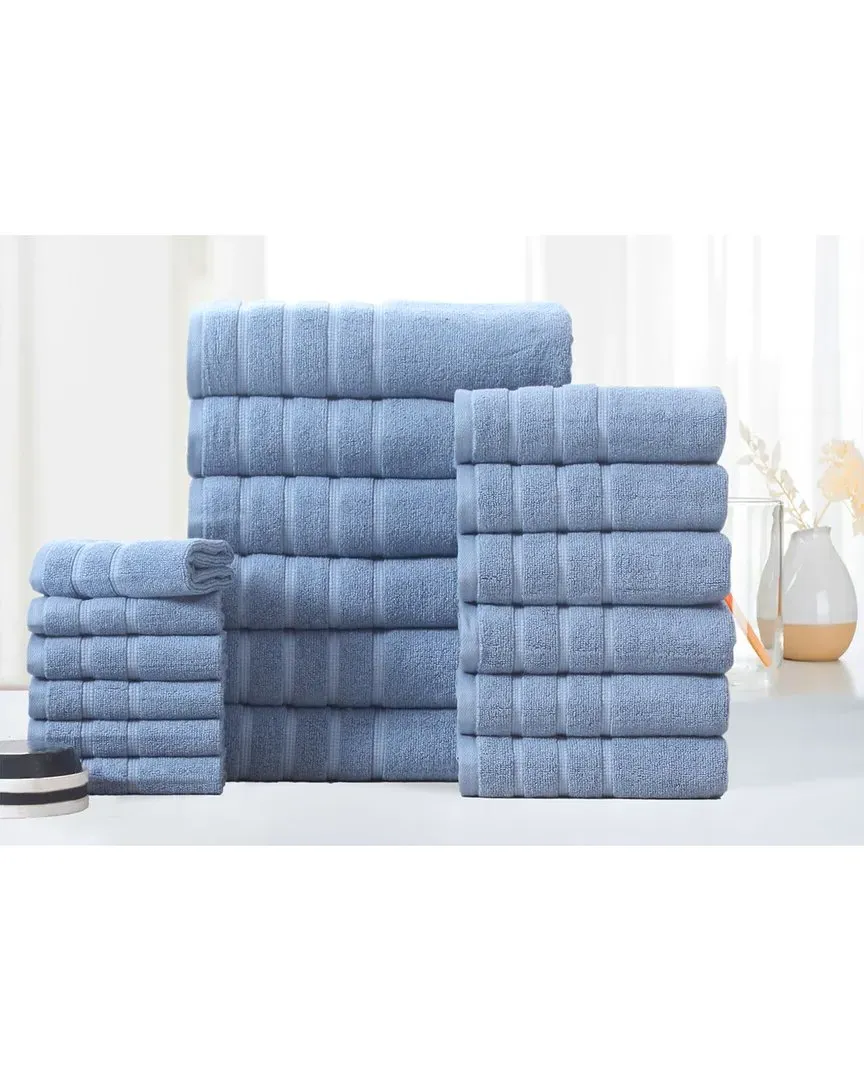 18pc Zero Twist Towel Set - Dusty Blue, Egyptian Cotton