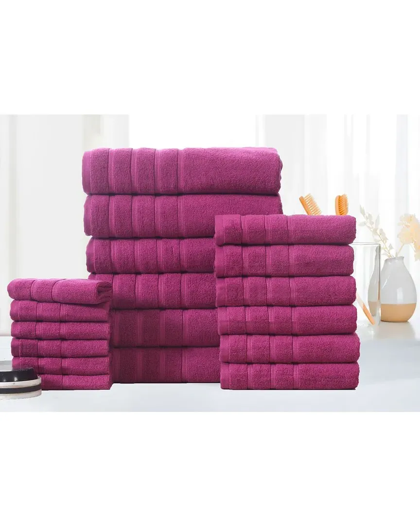 18pc Zero Twist Towel Set - Raspberry, Egyptian Cotton