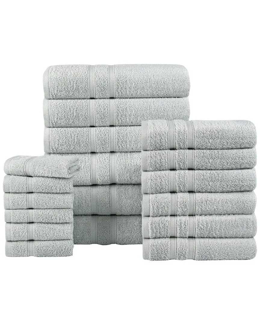 18pc Zero Twist Towel Set - Silver, Egyptian Cotton