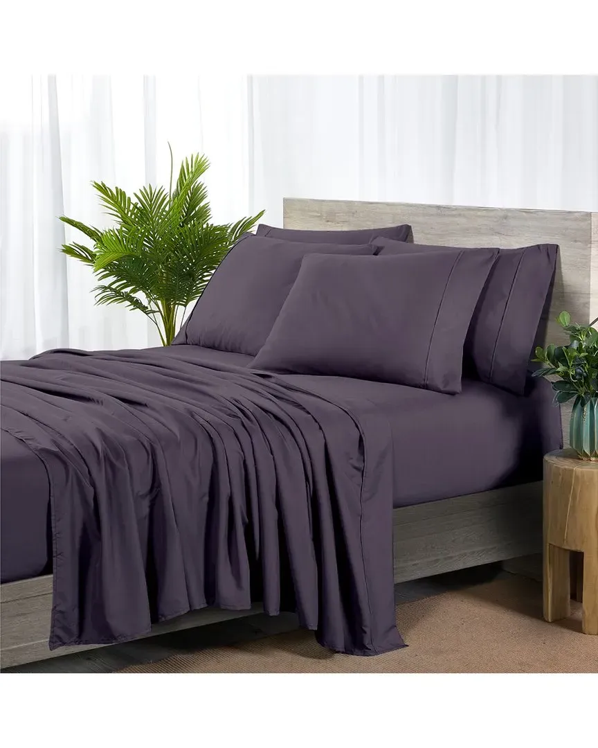 2000 Thread Count 6pc Bamboo Sheet Set with Snug Grip - Eggplant image