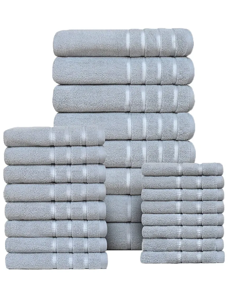 24pc Zero Twist Towel Set - Silver, Egyptian Cotton