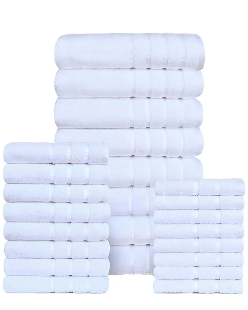 24pc Zero Twist Towel Set - White, Egyptian Cotton
