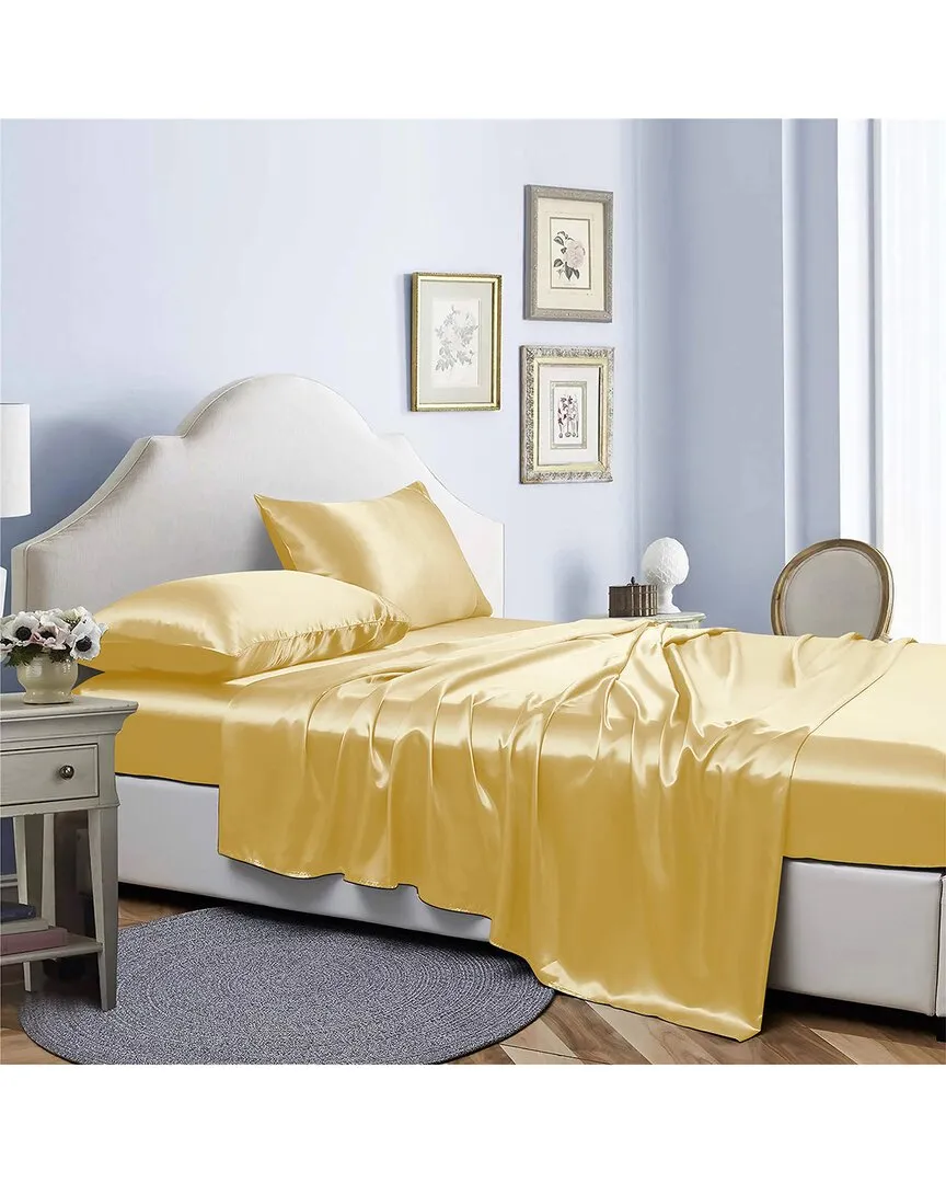 Silky Satin 4pc Sheet Set - Gold, Polyester