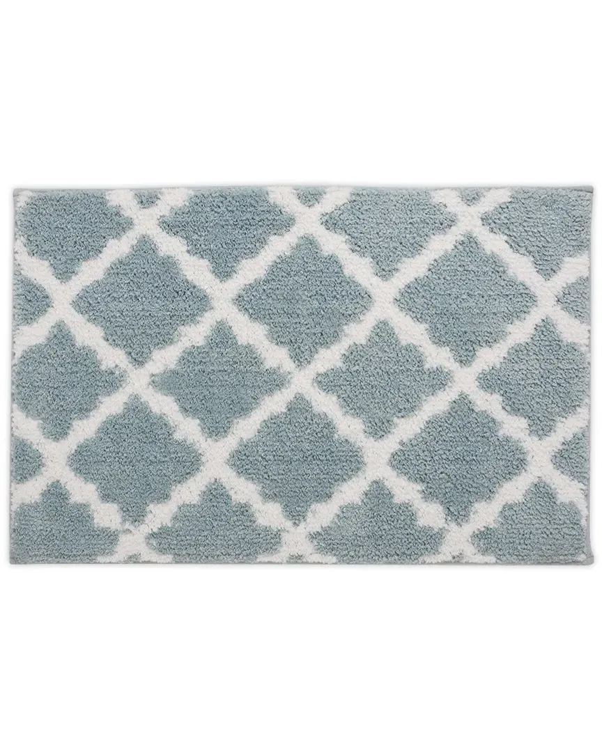 Trellis Micro Shag Bath Rug - Aqua, Microfiber image