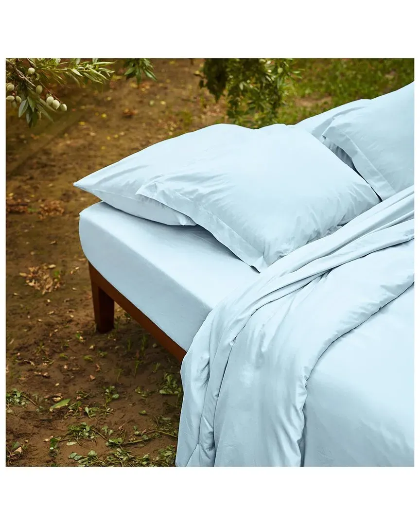 Sunset Brushed Cotton Percale Fitted Sheet - Blue