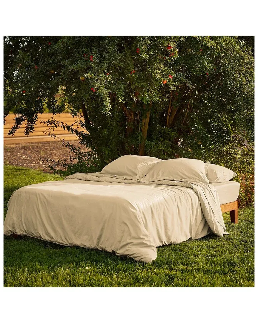 Sunset Brushed Cotton Percale Fitted Sheet - Sand