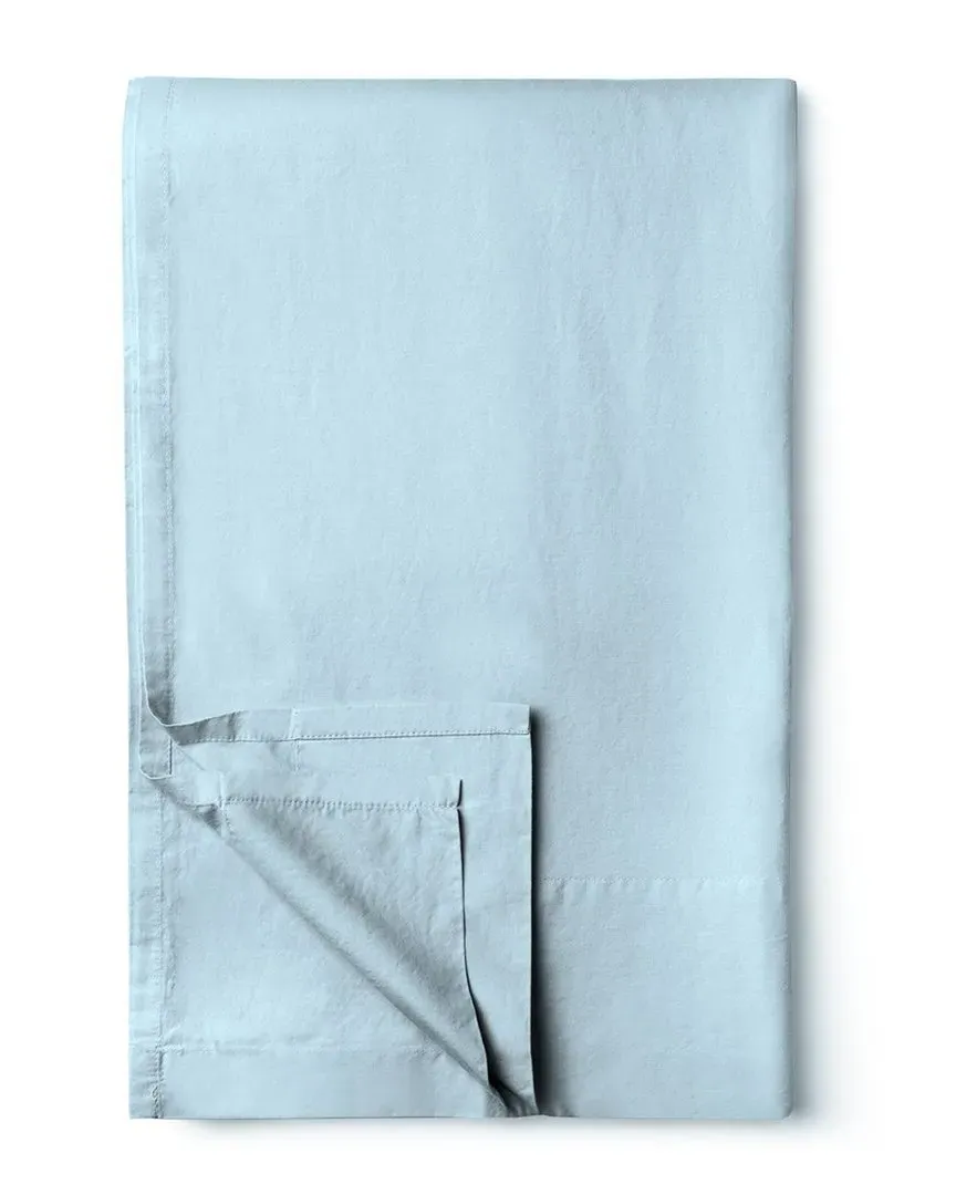 Sunset Brushed Cotton Percale Flat Sheet - Blue image