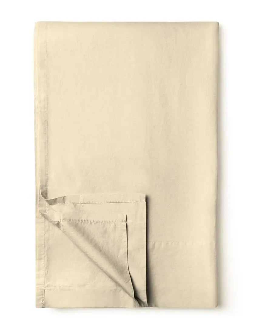 Sunset Brushed Cotton Percale Flat Sheet - Ivory