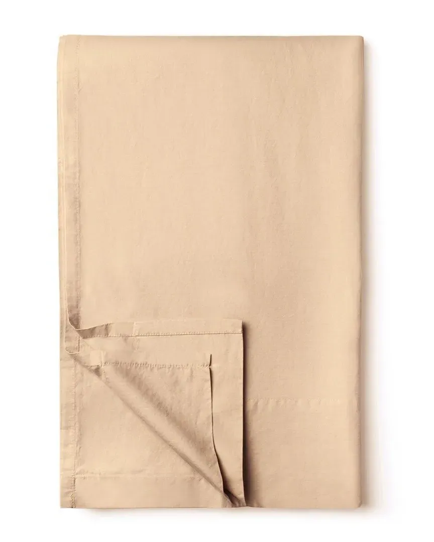 Sunset Brushed Cotton Percale Flat Sheet - Sand