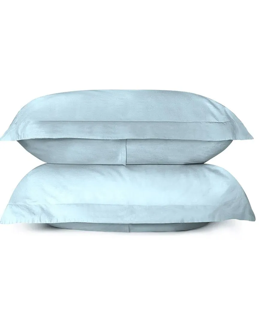 Sunset Brushed Cotton Percale Pillow Shams Set - Blue image