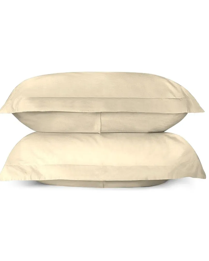 Sunset Brushed Cotton Percale Pillow Shams Set - Ivory