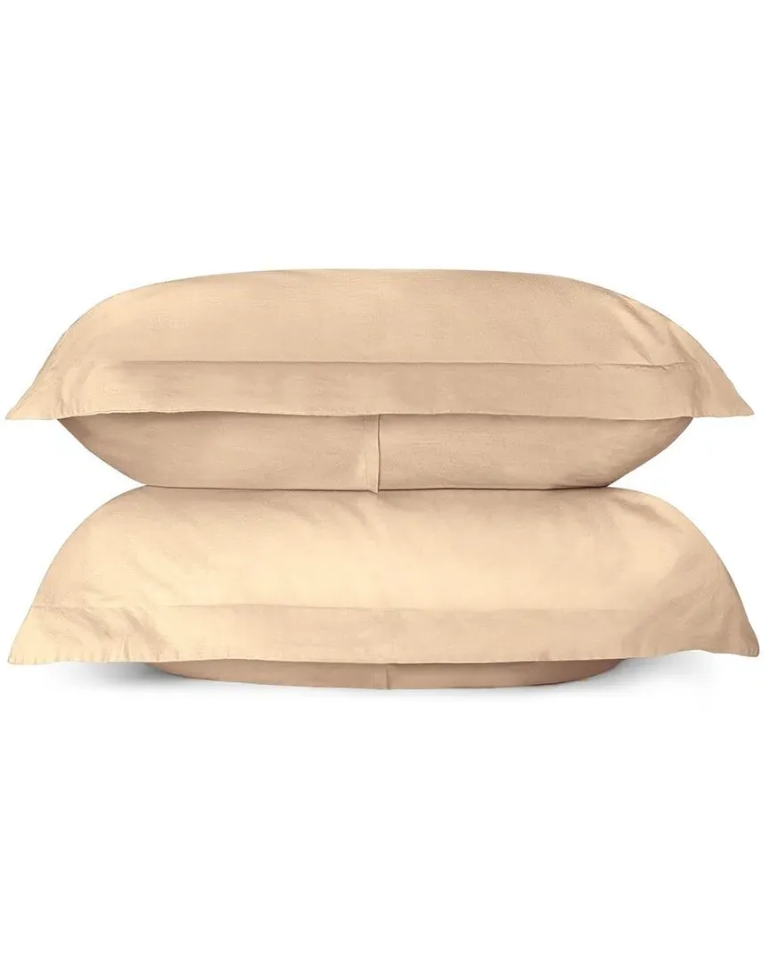 Sunset Brushed Cotton Percale Pillow Shams Set - Sand