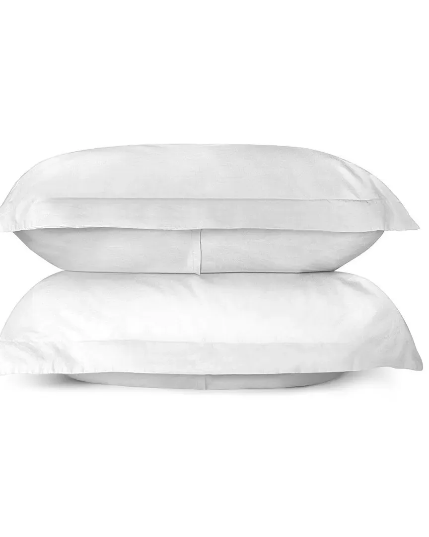 Sunset Brushed Cotton Percale Pillow Shams Set - White