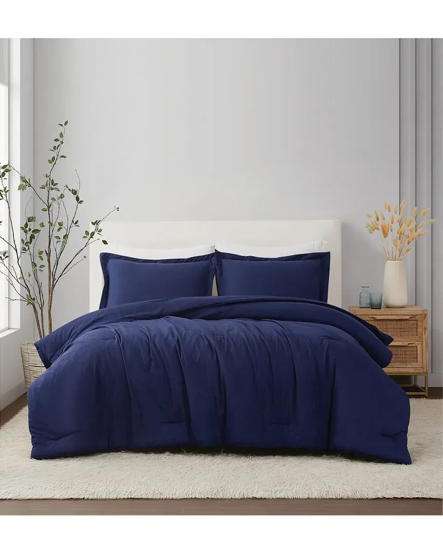 3-Piece Comforter Set - Navy Blue, Linen
