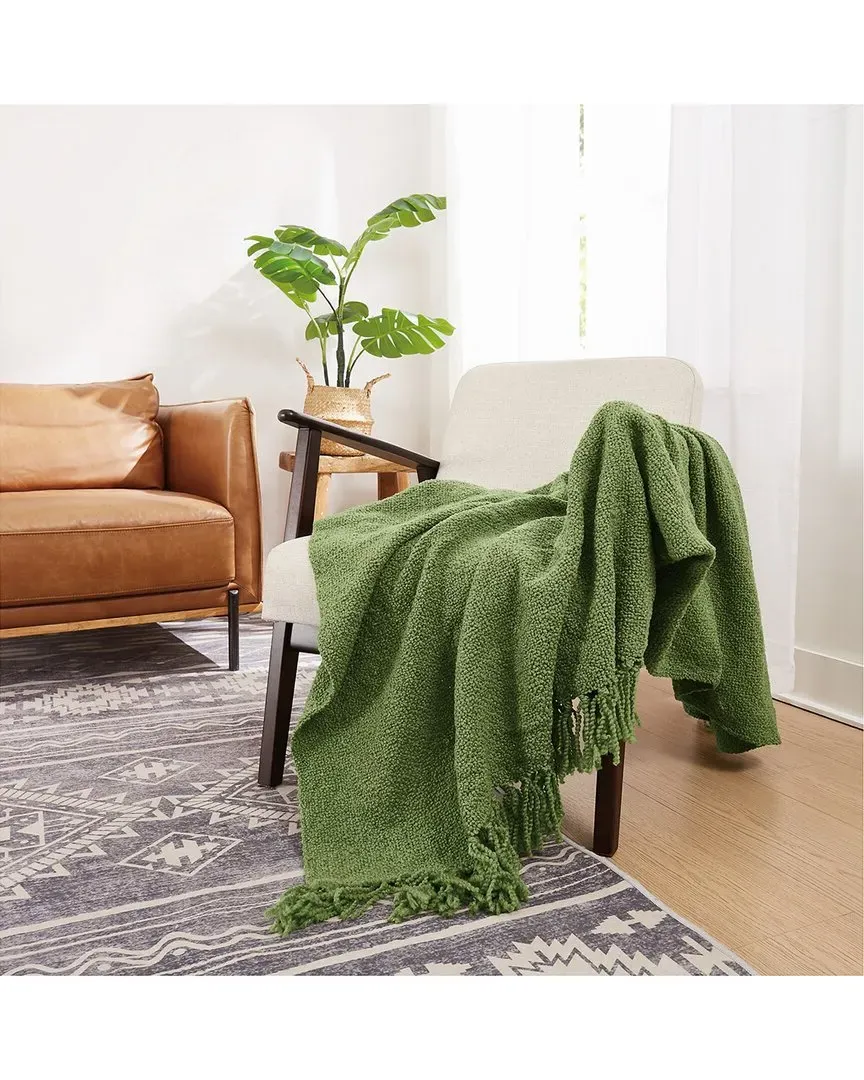 Chunky Boucle Throw Blanket - Green, Polyester image