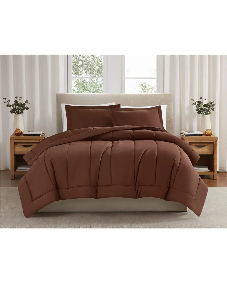 Cotton Percale Comforter Set - Brown