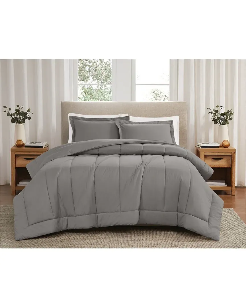 Cotton Percale Comforter Set - Grey