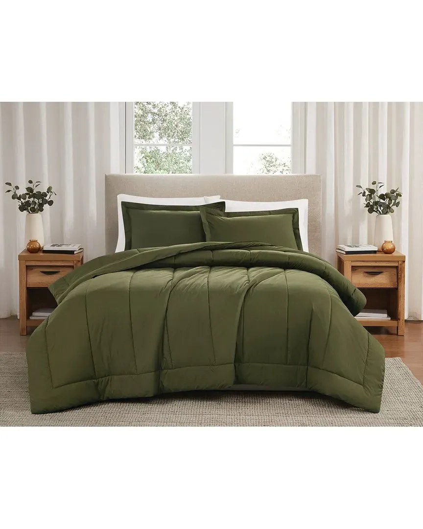 Cotton Percale Comforter Set - Olive Green