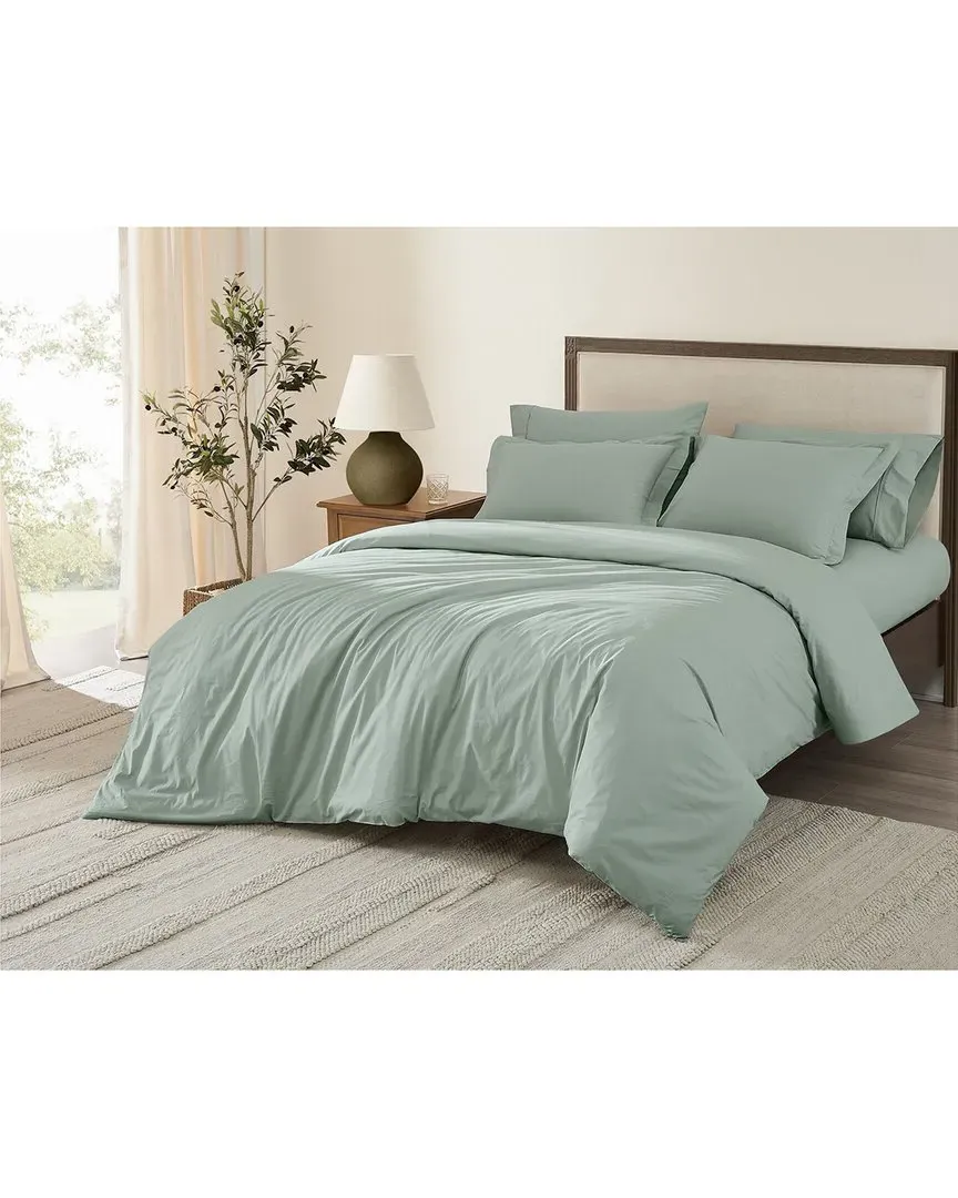 Cotton Percale Duvet Set - Sage