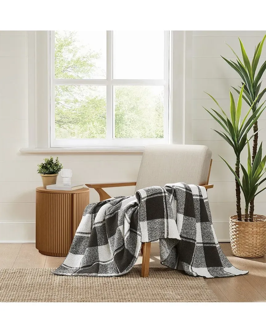 Dusted Plaid Throw - Black, Polyester image